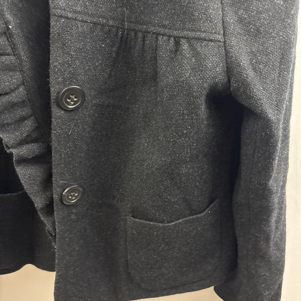 J Crew Fiona Ruffle Black Wool Tweed Jacket Blazer Size 10 Buttons - Picture 6 of 13